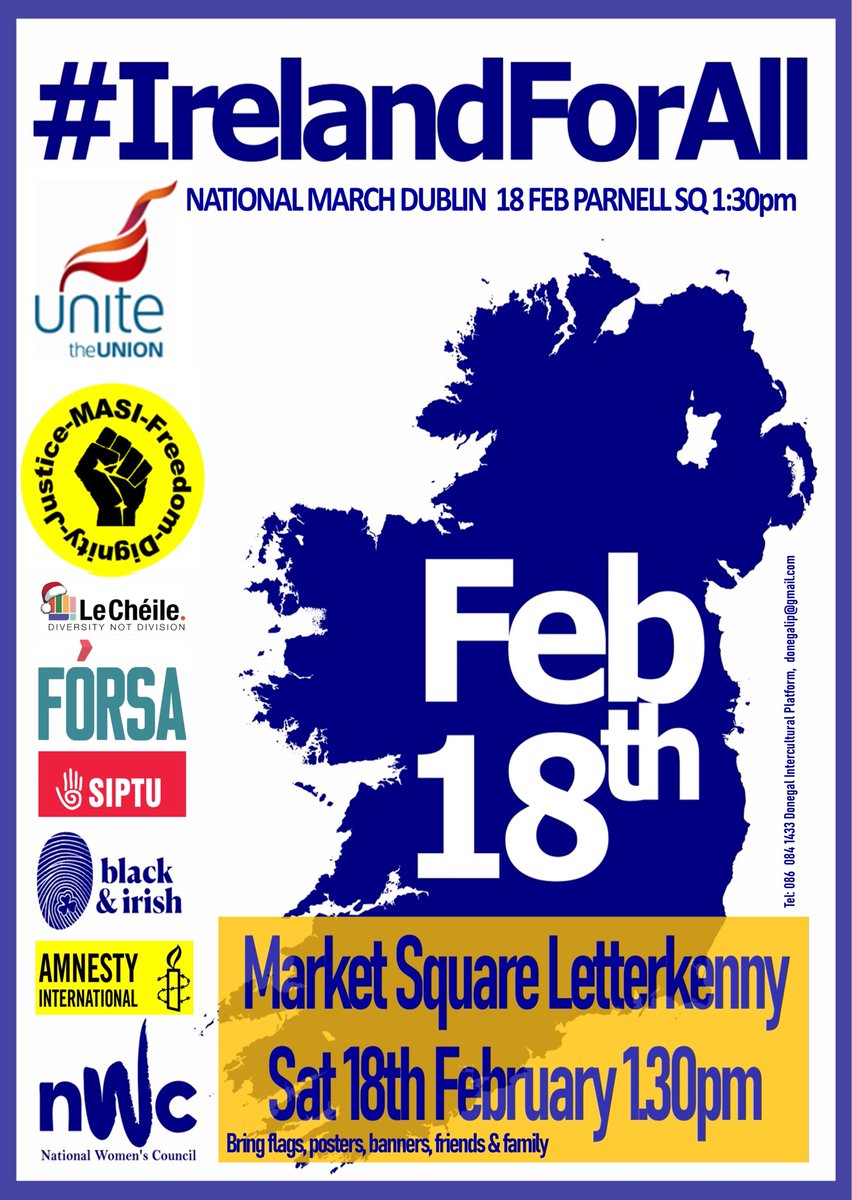 ThomasPringleTD's tweet photo. Letterkenny #IrelandForAll Rally

Tomorrow at 1.30pm in Market Square. Please share widely making this family-friendly event an opportunity to celebrate diversity and show solidarity with all the communities making up Donegal in 2023. https://t.co/2C6D741CoA