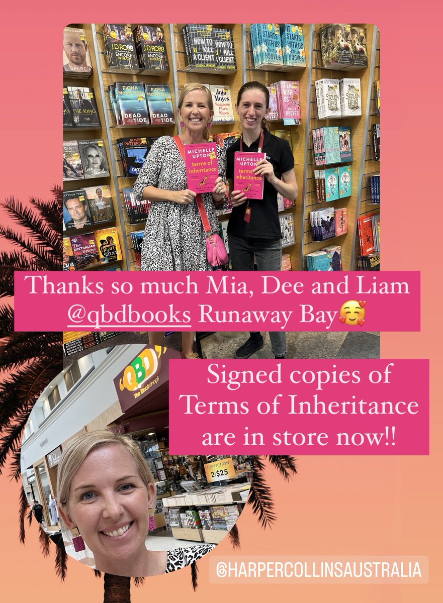 michelleuptonau's tweet photo. πI met so many great booksellers today @QBDBooksππ₯°πCheck out these stores for signed copies of Terms of Inheritance π₯°βοΈπ΄Yay!!!π@HarperCollinsAU #termsofinheritance #goldcoast https://t.co/9rvc9RqVFV