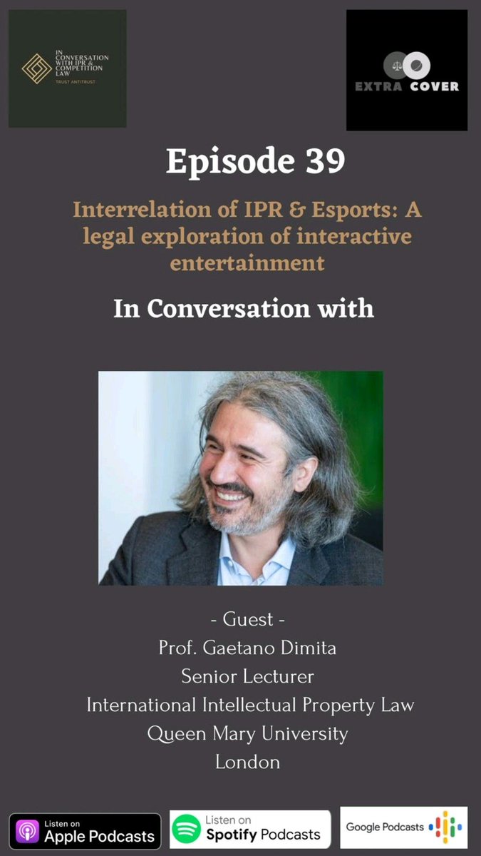 cover_org's tweet photo. The 2nd #podcast session, in collaboration with @trust_antitrust  is now streaming. This episode on Interrelation of IPR &amp; Esports: A Legal Exploration of Interactive Entertainment with @gaetanodimita from @QMSchoolofLaw, was hosted by @isheta_boruah &amp; Arnav Joshi. #Esports #Law https://t.co/2O2EuUJ7P2