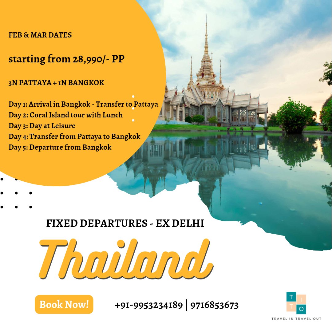 TITO21300546's tweet photo. THAILAND FIXED DEPARTURES AVAILABLE

HURRY UP !!

BOOK YOUR SEAT NOW
9953234189

#thailand #bangkok #travel #phuket #thai #travelphotography #thailandtravel #photography #indonesia #amazingthailand #love #malaysia #chiangmai #asia #singapore #nature #travelgram https://t.co/9PA5b8uflu