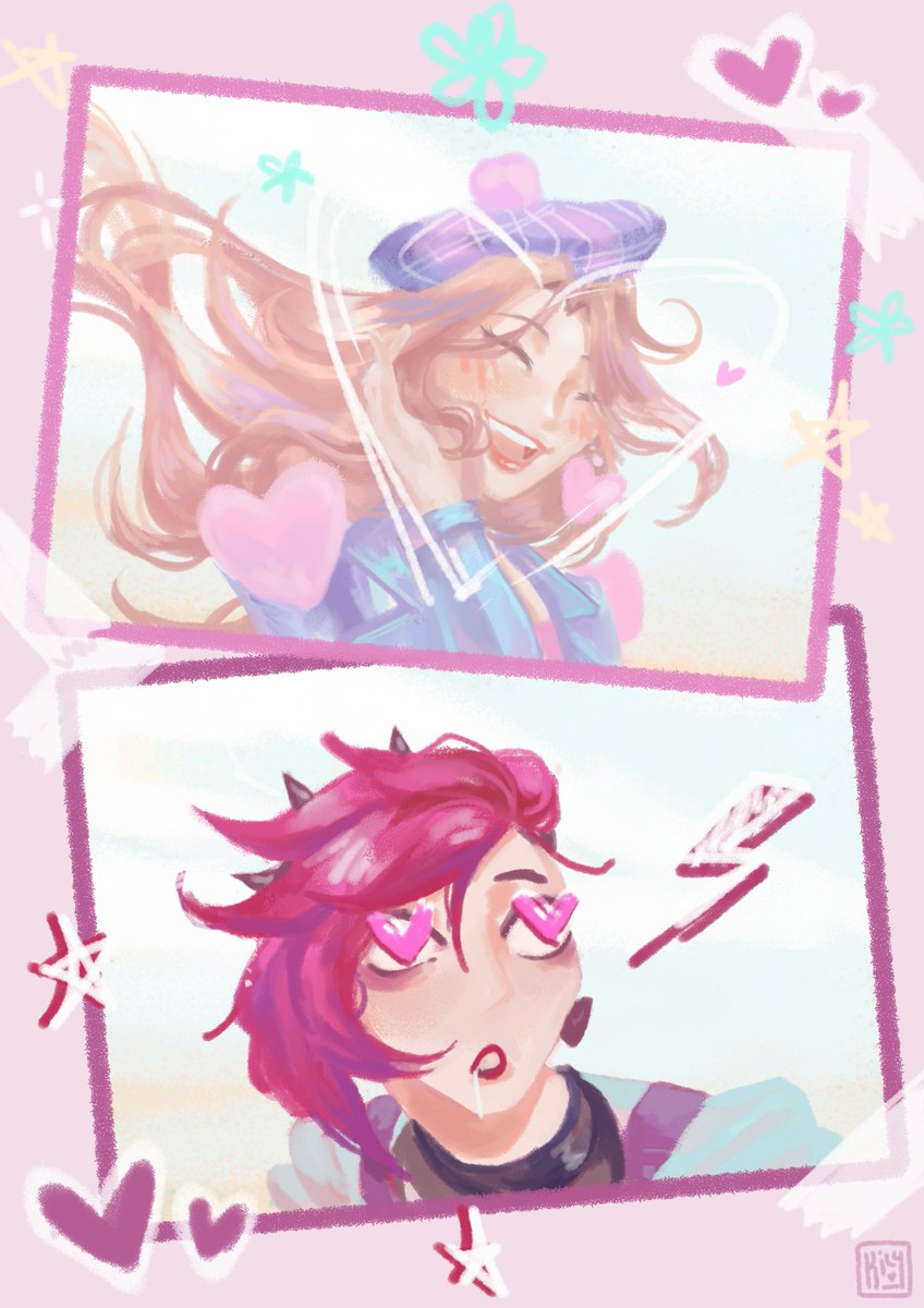 kilydwn's tweet photo. Almost late but here's the lesbians for Valentines!! Also my half of an art trade with a friend 🥰🥰🥰 #CaitlynxVi #Caitlyn #Vi #LeagueOfLegends https://t.co/6hvdJA9VCH