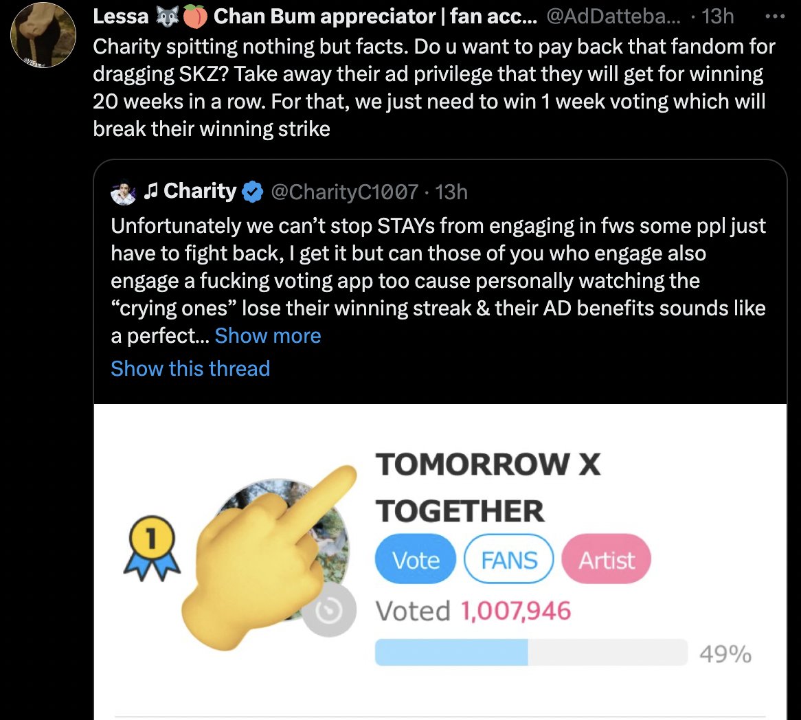 Look at what I accidently found. They take this matter seriously, to destroy our hard work of 17 weeks winning streak. Moa besties fighting! Let's protect our rank and win this week too. We can do it. We're monster voters. Fighting! 151k gap now 😉

#MOAisONE