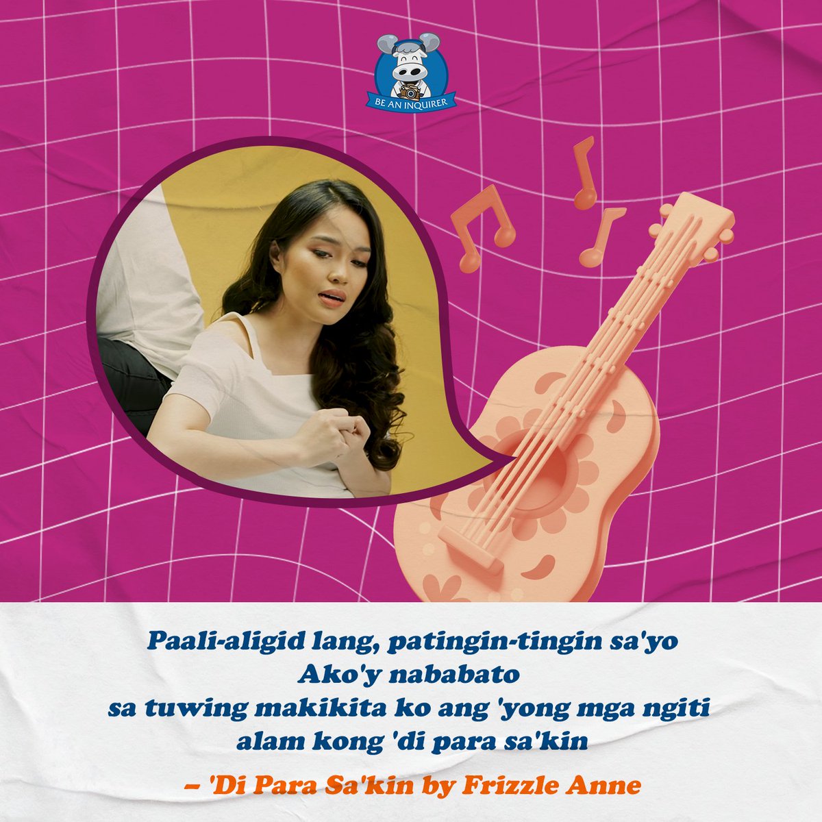 🎶 Paali-aligid lang, patingin-tingin sa'yo
Ako'y nababato
sa tuwing makikita ko ang 'yong mga ngiti
alam kong 'di para sa'kin 🎶
––'Di Para Sa'kin, <a href="/FrizzleAnne_/">Frizzle Anne Music</a> 

#SinglesAwarenessDay #BeAnINQUIRER