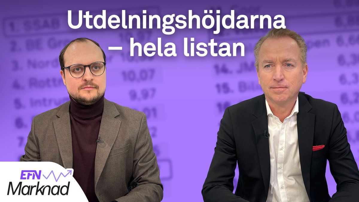 EFN Marknad med <a href="/j_olavi/">Jonas Olavi</a>!

👉👉  bit.ly/40ZctYo  👈👈

✔️ 2023 års utdelningshöjdare
✔️ Sammanfattning av rapportperiod
✔️ Aktiecase