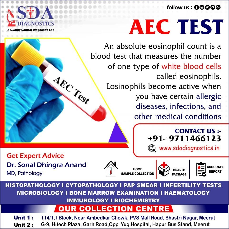 sda_diagnostic's tweet photo. AEC TEST
๐ An absolute eosinophil count is a blood test that measures the number of one type of white blood cells called eosinophils.
#KFT #KidneyFunctionTest #SDA #Diagnostics #Labs #DrSonalDhingraAnand #DrSonal #MD #Pathology #PCOD #Covid19 #RT_PCR #TestPanel #BestLab #NIPT https://t.co/EwnFG86H8u