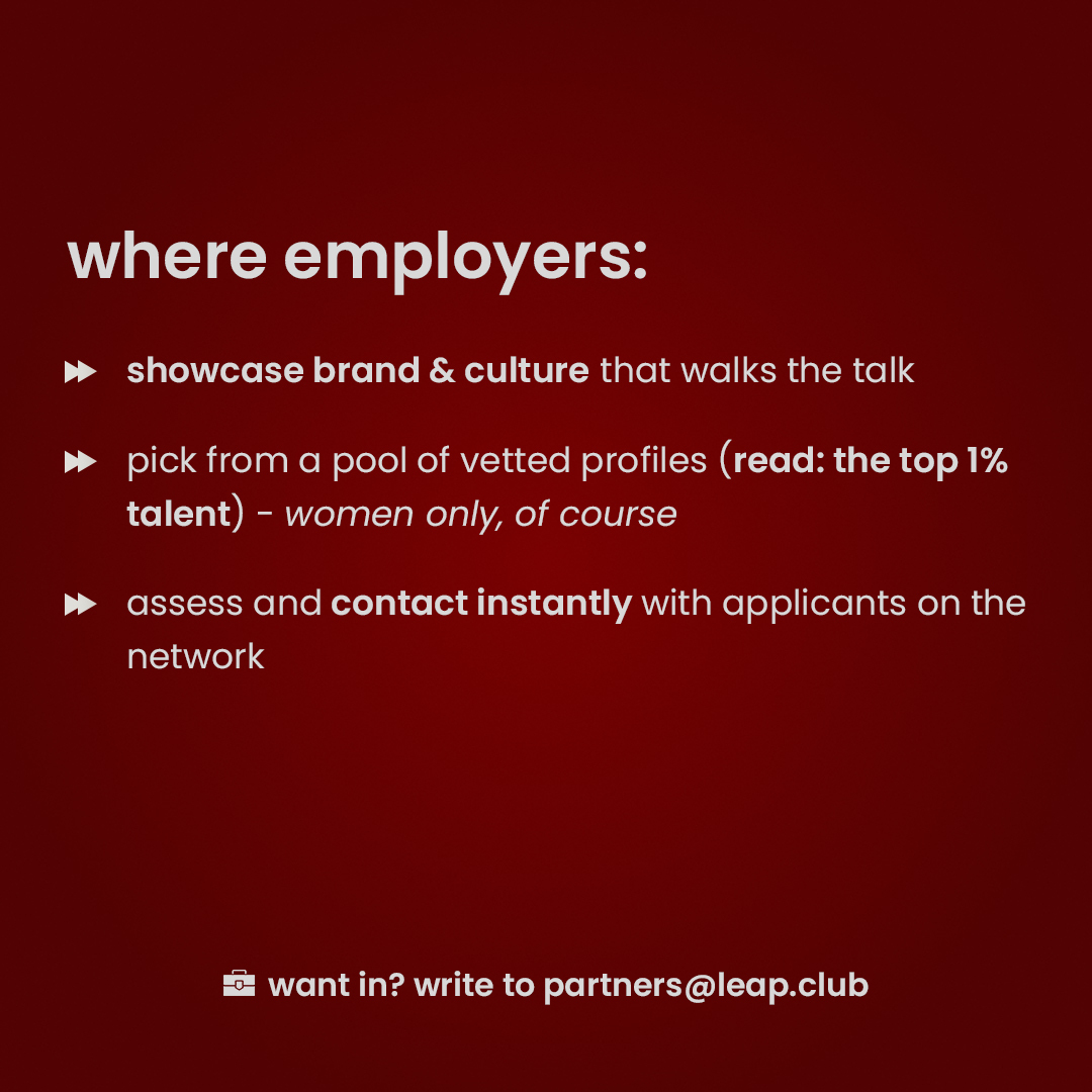 3 years in the making; we’re over the moon to introduce our game-changer: jobs by leap.club – a platform that makes finding work a lot easier.
arguably the best platform to recruit great talent &amp; talk about culture.

join the revolution - leap.club 🚀