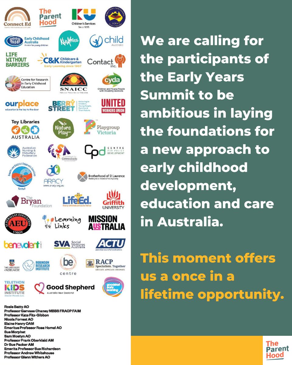 This moment offers us a once in a lifetime opportunity. 

Will you sign our letter to the Federal Government and urge them to use the Early Years Summit to be bold and lay the foundations for a new approach to the early years?

Sign here: thrivebyfive.org.au/actions/early-… #auspol