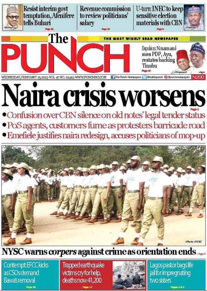 token10xblog's tweet photo. Today’s Papers. More in Thread. Follow us. Oba of Lagos The CBN Arthur Eze #prayforburna Finland. https://t.co/PoLtHwIHNC