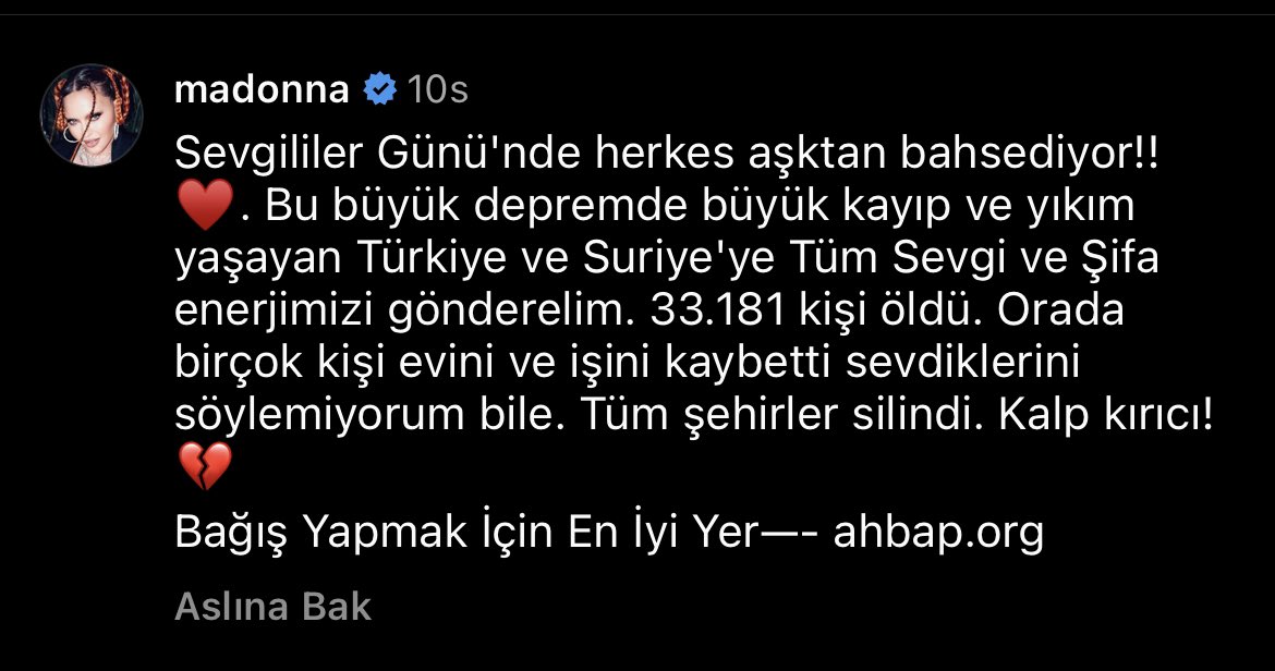 Madonna bile yardım için en iyi yer <a href="/ahbap/">Ahbap</a> diyor. Bazılarıda Ahbap’a destek veriliyor diye herkesi düşman ilan ediyor. <a href="/haluklevent/">Haluk Levent ( Ahbap Ekibi )</a> bu ülke için çok büyük bir değerdir.