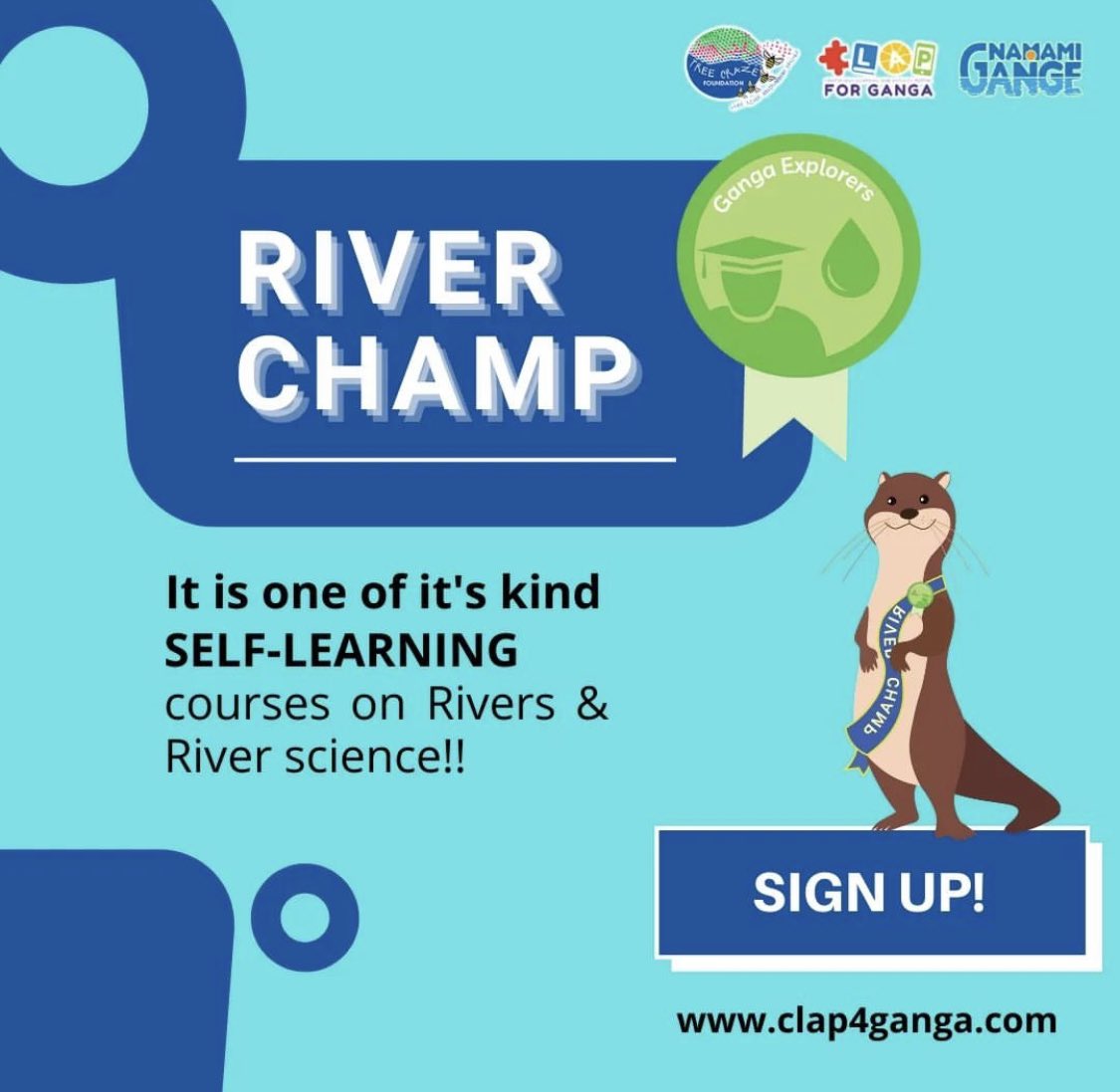 Clap4G's tweet image. River champ course
It’s one of it’s kind SELF-LEARNING COURSE
on rivers &amp;amp; river science.

Visit Now
clap4ganga.com/learn-more

#riverchamp #selflearn #free #learnmore #learn #fun #course #rivers