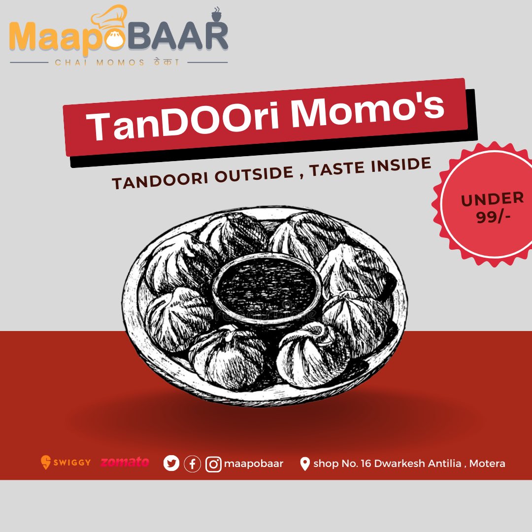 𝕋𝕒𝕟𝕕𝕠𝕠𝕣𝕚 𝕞𝕠𝕞𝕠𝕤 ♥️
.
.
.
#maapobaar #tandoorimomos #maapomomos #ahmedabadfood #ahmedabadfoodie