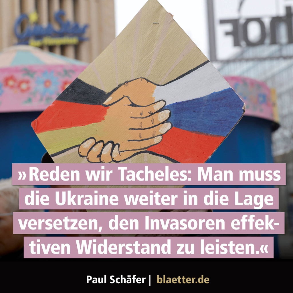 Viele Linke hierzulande vertreten die These, man müsse den russischen Überfall auf die #Ukraine als Reaktion auf westliche Aggressionen verstehen. Die Linke muss sich von überkommenen Gewissheiten über Freund-Feind-Beziehungen lösen, so Paul Schäfer: blaetter.de/ausgabe/2023/f…