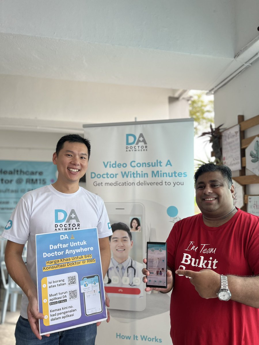 Bukit Gasing residents can now consult a doctor for RM15. B40 residents @ RM5!

Please RT to share far and wide, more info here: doctoranywhere.my/bukitgasinghea…