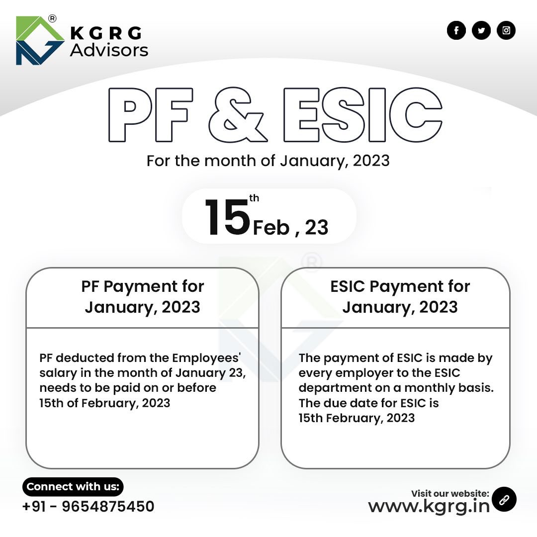 PF & ESIC for the month of January, 2023
#gstduedate