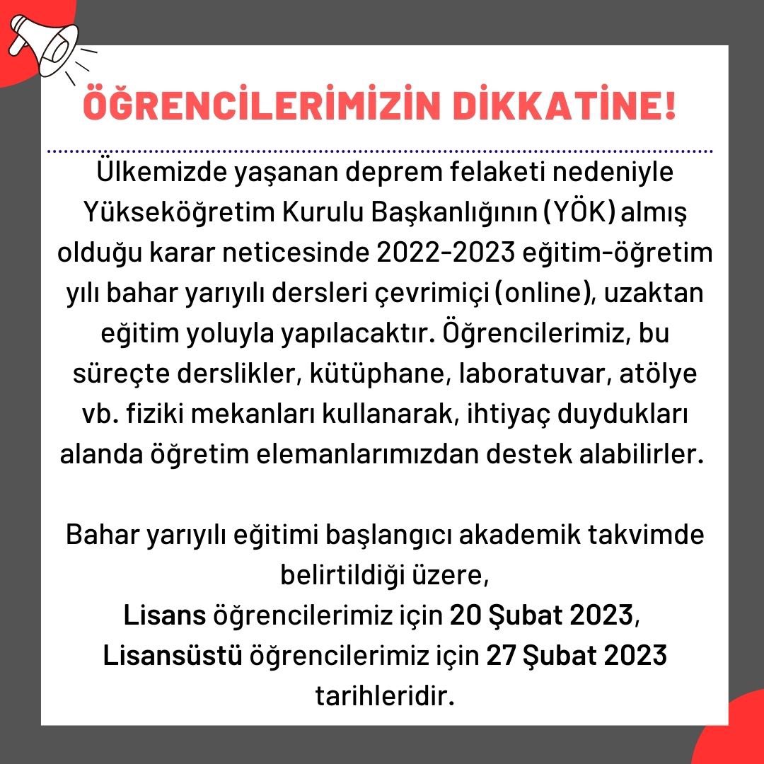 Tüm öğrencilerimizin dikkatine!