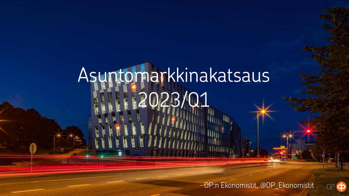 Vuoden ensimmäisessä <a href="/OP_Ekonomistit/">Ekonomistit</a> asuntomarkkinakatsauksessa juttua viime vuoden lopun tunnelmista sekä näkymiä tälle ja ensi vuodelle.

Tiivistetysti asuntomarkkinat sopeutuvat rajusti nousseisiin korkoihin, ennen kuin palataan nousu-uralle.
   op.fi/documents/2055…