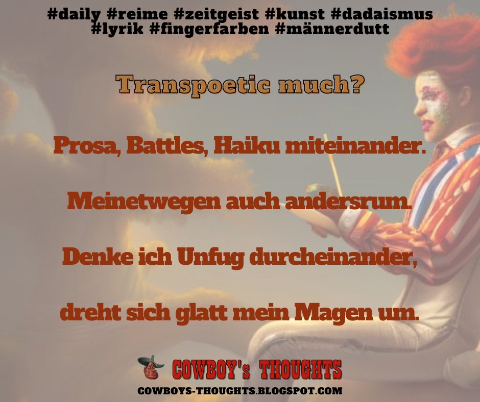 hiddencowboy's tweet photo. Transpoetic much? #daily #reime #zeitgeist #kunst #dadaismus #lyrik #fingerfarben #männerdutt https://t.co/j4acVNohHK