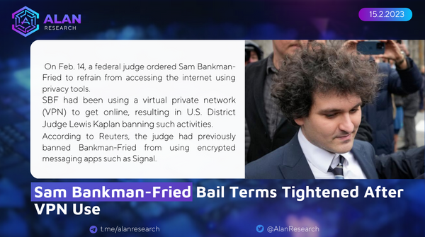 AlanResearch's tweet photo. 🚨JUST IN: Sam Bankman-Fried’s Super Bowl VPN Use Prompts Government Concern
 
Stay on top of #CryptoNews: FL @AlanResearch for updates . #NFT #cryptomarket https://t.co/JqHWeP96br