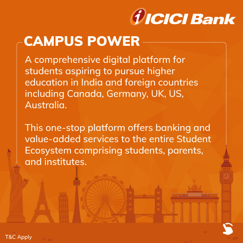 ICICIBank's tweet photo. Worried about finding the right university? Or how to avail maximum benefits on education loan? Or a good student accommodation abroad?
#ICICIBankCampusPower is here with all your answers!
Know more: https://t.co/oj7IjC4y7X
#ICICIBank #CampusPower #StudentEcosystem