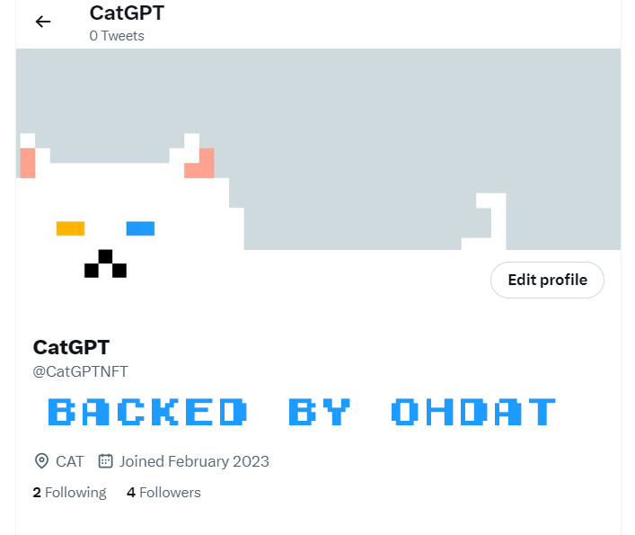 CatGPT (@catgptnft) on Twitter photo CatGPT is backed by <a href="/OHDAT_Labs/">OHDAT Labs</a> !
Wait, you mean the team that pumps every project they run?
🚨LIKE & RETWEET FOR WL! 🚨
#catgpt #NFTCommunity CatGPT is backed by <a href="/OHDAT_Labs/">OHDAT Labs</a> !
Wait, you mean the team that pumps every project they run?
🚨LIKE & RETWEET FOR WL! 🚨
#catgpt #NFTCommunity