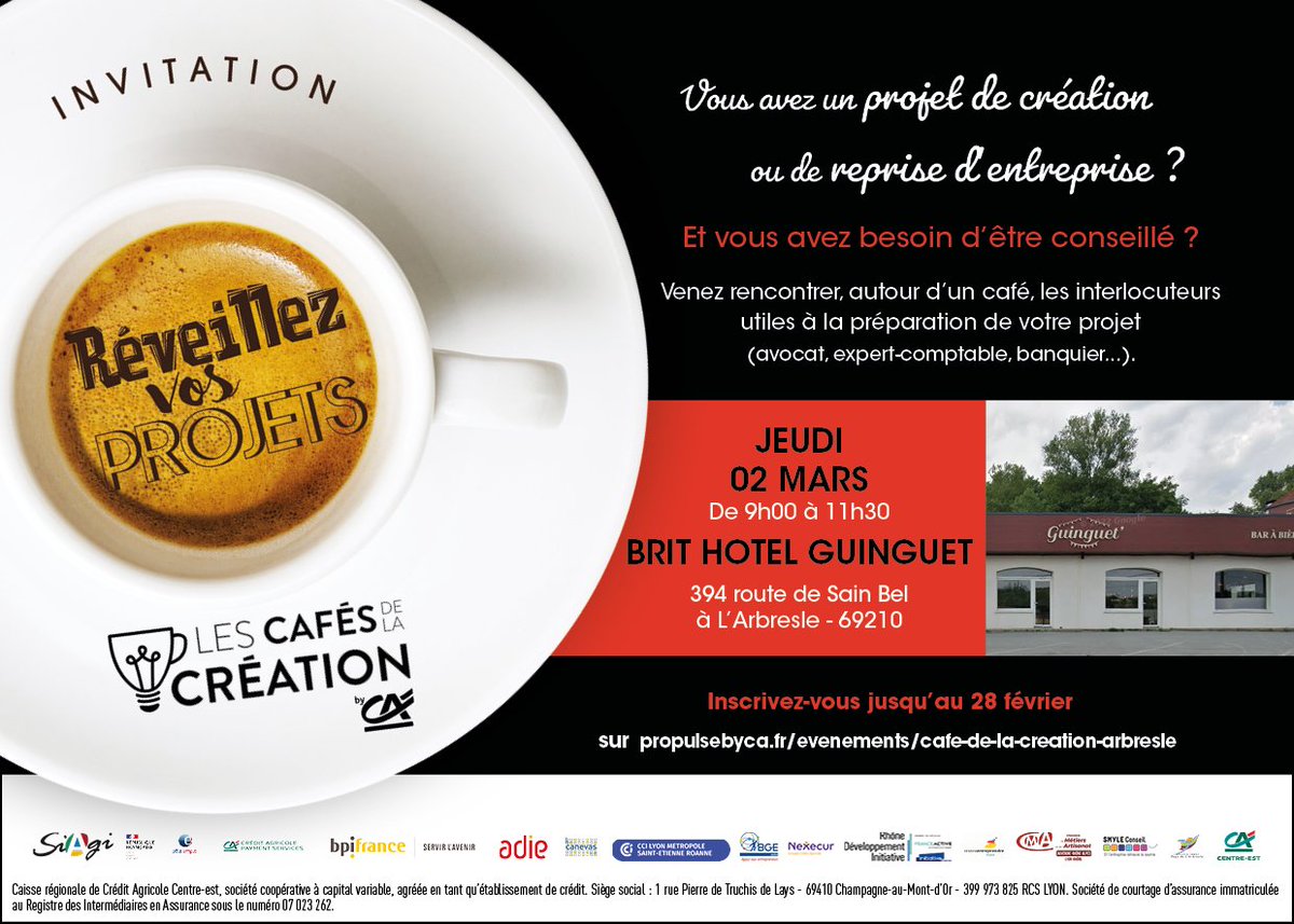 CMinicillo's tweet photo. Vous envisagez de créer une entreprise ? Vous souhaitez avoir les meilleurs conseils ? Nos experts partenaires seront à votre disposition lors du café de la création de l'Arbresle le jeudi 02/03 #cacentrest #rdi #cma #bge #bpi #inextenso #smyle #siagi #pôleemploi #nexecur #caps https://t.co/kqQEdIVyXA