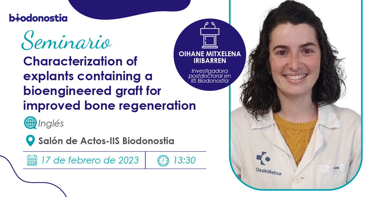 biogipuzkoa's tweet photo. 🔵SEMINARIO: Este viernes Oihane Mitxelena Iribarren (Investigadora postdoctoral en IIS #Biodonostia) nos hablará sobre “Characterization of explants containing a bioengineered graft for improved bone regeneration”.
🔗https://t.co/uh4PdRRM42 https://t.co/gCQxAH7W0Z