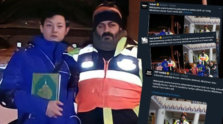 📌Yapay zeka kullanılarak oluşturulan sahte görsellerle, deprem için Çin’den Malatya’ya gelen Jun Cang isimli kişinin Müslüman olarak 'Yusuf' adını aldığı iddia edildi. Bu yalan haber Yeni Şafak, Sabah, Ülke TV, TRT Haber, Diyanet TV tarafından da topluma gerçekmiş gibi sunuldu.