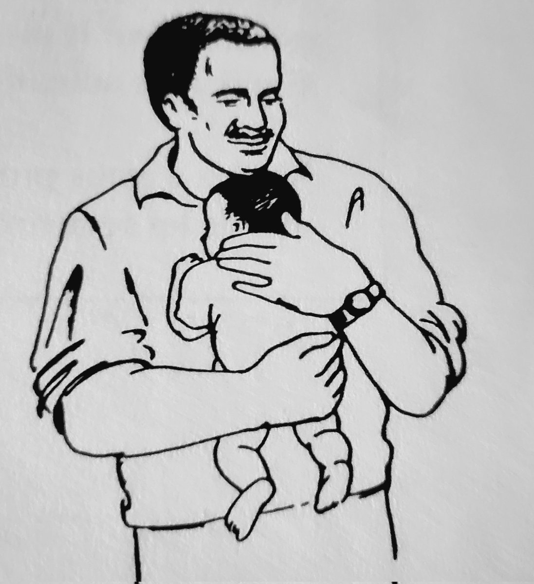 Papa si bébé a des coliques, et pleure, tu peux le tenir comme sur la photo. 
1/Droit contre ta poitrine
2/Ton menton touchant sa tête
3/Assure toi de lui chantonner doucement. Ta voix grave va le calmer.
#parenting 
#maleinvolvement