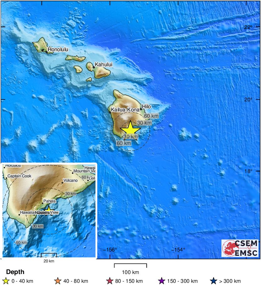 EMSC on Twitter: "🔔#Earthquake (#sismo) M4.7 8 mi SE of #Pāhala (# Hawaii) 6 min ago (local time 21:27:06). More info at: 📱https://t.co/LBaVNedgF9 🌐https://t.co/ns0NCNnF6f 🖥https://t.co/1ocz0XGLek https://t.co/KXupmLOEO8" / Twitter