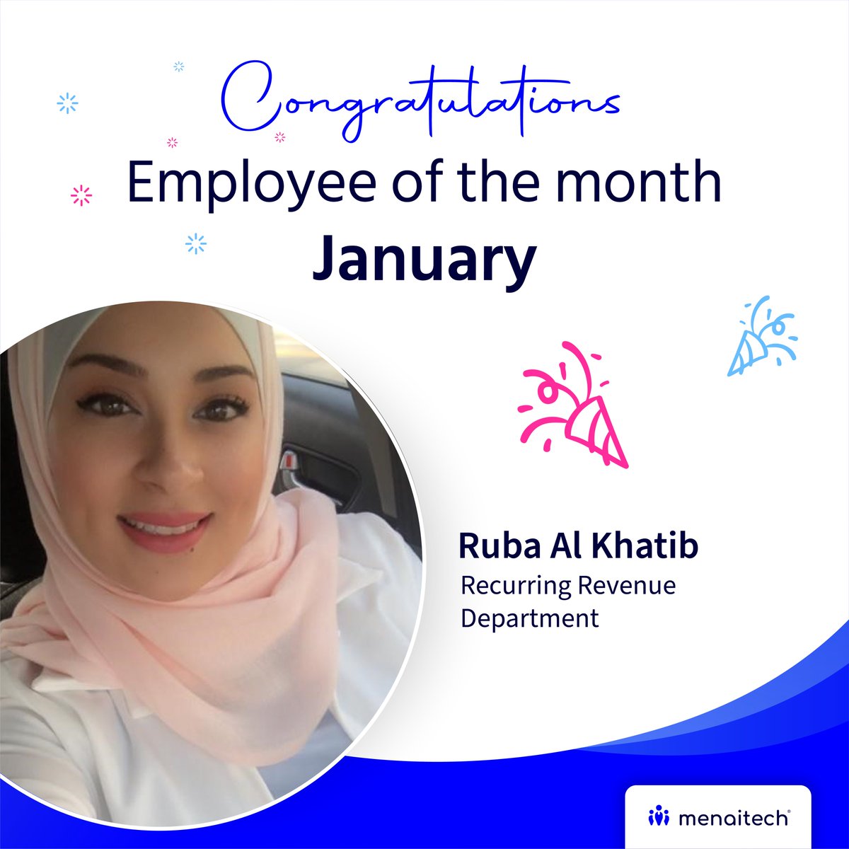 menaitech's tweet photo. Rising to the top and shining bright!
Congrats Ruba Al Khatib from the Recurring Revenue department.
#EOM #employeeofthemonth #excellence #Menaitech #HRMS https://t.co/ken5lpASJP