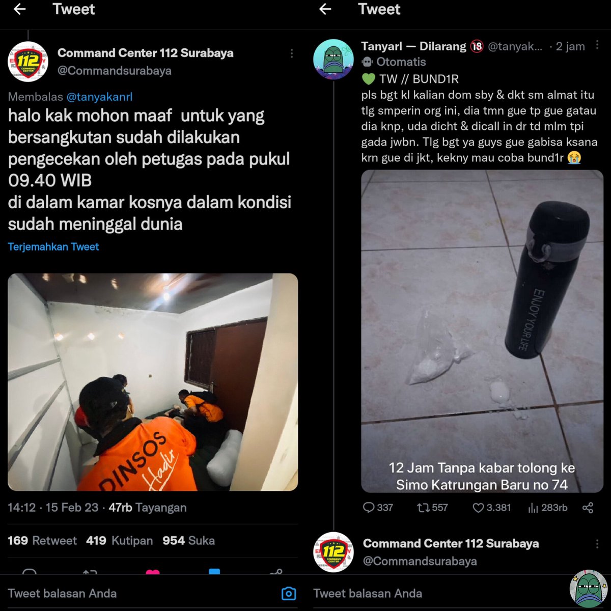 Tanyarl Kalo ada yang post berbau bunD1r segera tanyakan bagaimana kondisinya. Pria&amp;wanita kita semua manusia yg punya masalah. Mereka butuh perhatian&amp;layak untuk ditolong. Jangan meremehkan. Masalah tiap orang dan cara meresponnya berbeda.