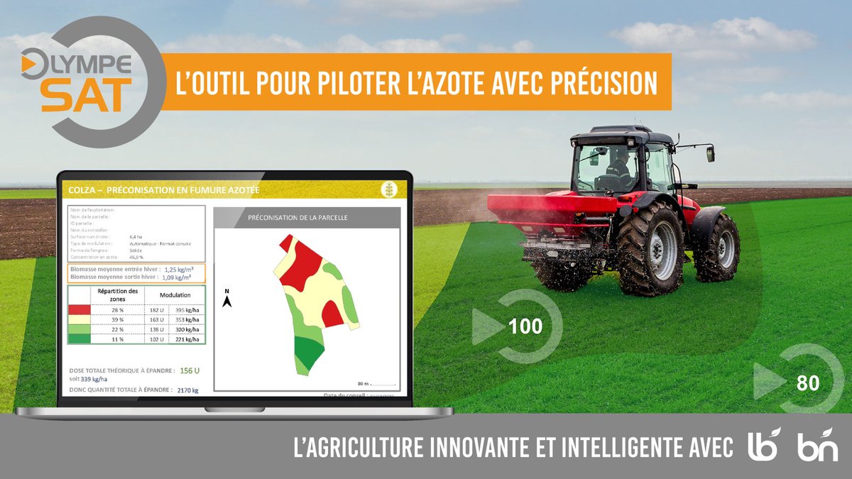 Les premiers conseils OLYMPE SAT sont là !
▶️Objectif pour nos clients : Apporter la bonne dose d’azote au bon endroit grâce à la photo-satellite de leurs parcelles🌱