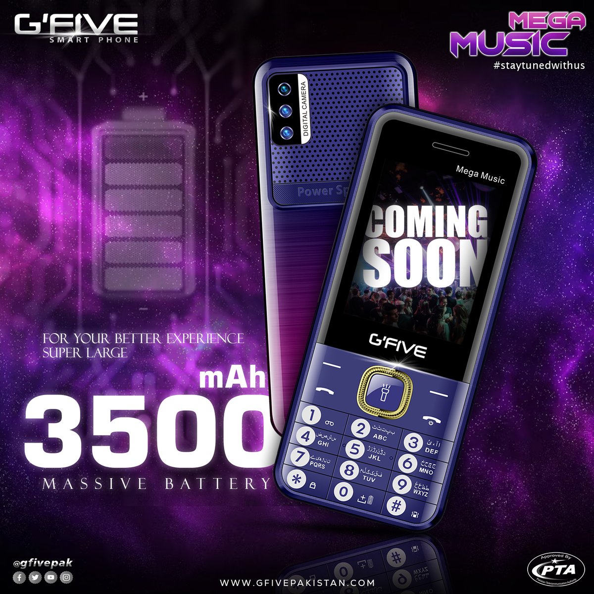 gfivepak's tweet photo. Mega Large 3500mAh Battery for Incredible Long usage Time.
Mega Music, COMING SOON
Get Ready for Unlimited Fun with Big & Powerful Speakers,
Storage upto 1000 Contacts, attractive colors and much more!
Stay Tuned for more updates.
#staytunedforupdates #music #MegaMusic https://t.co/LApW4pr2SY