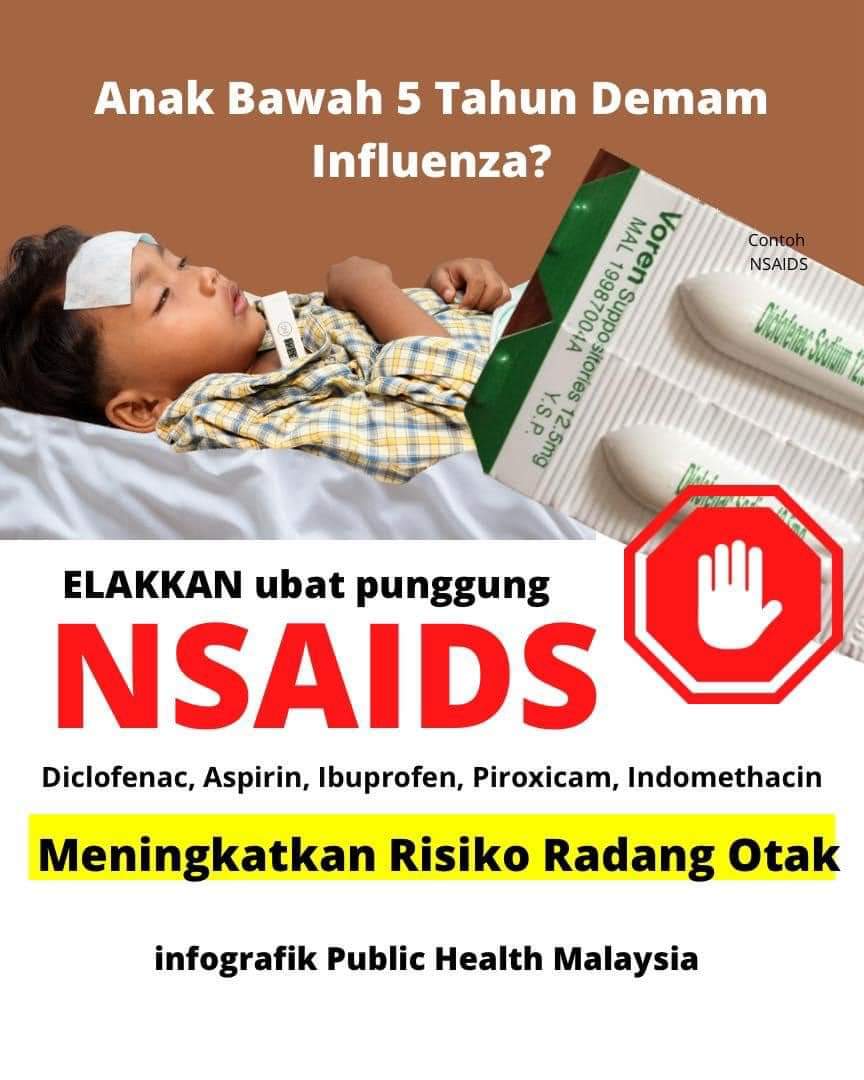 health_malaysia's tweet photo. Tular mengenai satu kes keluarga yang kehilangan anak kecil mereka disebabkan radang otak yang berpunca daripada pemberian ubat punggung NSAIDS semasa pesakit sedang mengalami jangkitan influenza. 

Si anak mengalami gejala demam. Seperti sebelum ini dia menerima ubat..

Thread. https://t.co/fmbGnoMnKv