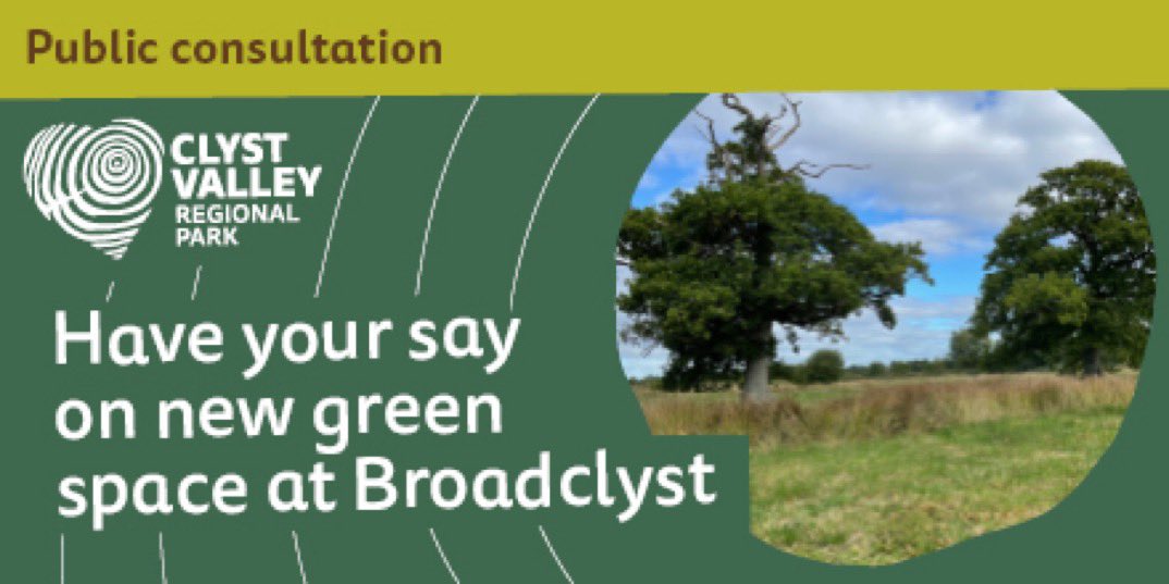 Don’t forget to pop in to see us at #Broadclyst Victory Hall (3-7pm) tomorrow and find out more about proposals for a new public green space for the #ClystValley Park.

eastdevon.gov.uk/community-enga…

<a href="/BroadclystPC/">Broadclyst Parish</a> <a href="/CranbrookTC/">Cranbrook Town Council</a> <a href="/eastdevon/">East Devon District Council</a>
