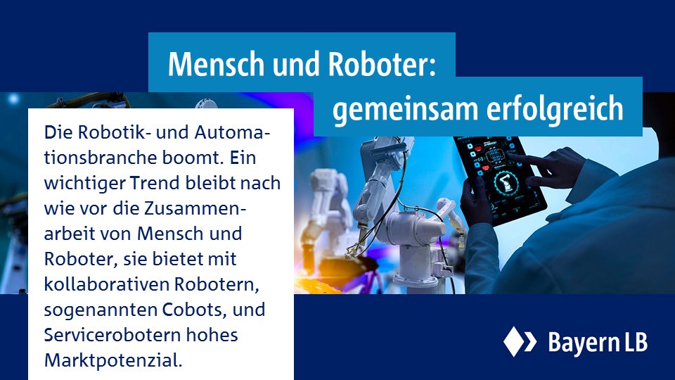 Warum ist #Robotik für die #Zukunft unverzichtbar? Wie sehen die Perspektiven der Branche aus? Welche Trends sind heute schon erkennbar? Viele Fragen – viele Antworten. Lesen Sie die aktuelle Researchstudie der #BayernLB. bit.ly/3D9FztP