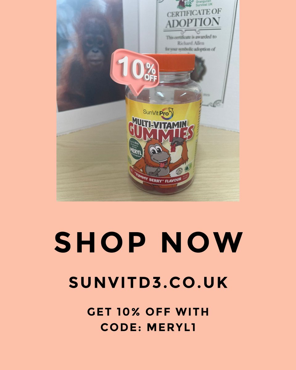 MEET MERYL 👋 

Our adopted Orangutan from Borneo 😍 

Come back tomorrow to find out even more about what makes our gummies so special 😍  

Shop now:

.

.

#borneosurvivalfoundation #orangutansurvivalfoundation #kidshealth #healthychildren #multivitamingummies