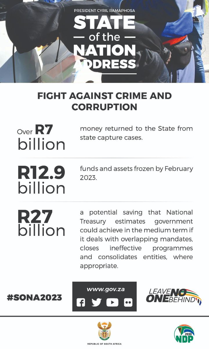 South African Government on Twitter "SONA in numbers Fight Against Crime and Corruption SONA2023"