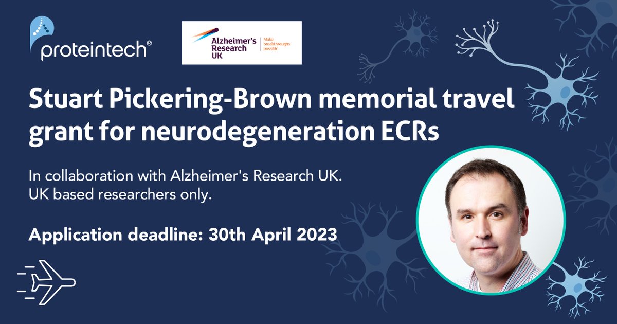 Proteintech Group (@proteintech) on Twitter photo Calling all UK-based #Neurodegeneration early-career researchers! 🧠
Applications are now open for our new travel grant in memory of Professor Stuart Pickering-Brown in collaboration with <a href="/AlzResearchUK/">Alzheimer's Research UK</a>.
Enter here: ow.ly/cjXq50MRXuX
#neuroscience #dementiaresearch Calling all UK-based #Neurodegeneration early-career researchers! 🧠
Applications are now open for our new travel grant in memory of Professor Stuart Pickering-Brown in collaboration with <a href="/AlzResearchUK/">Alzheimer's Research UK</a>.
Enter here: ow.ly/cjXq50MRXuX
#neuroscience #dementiaresearch