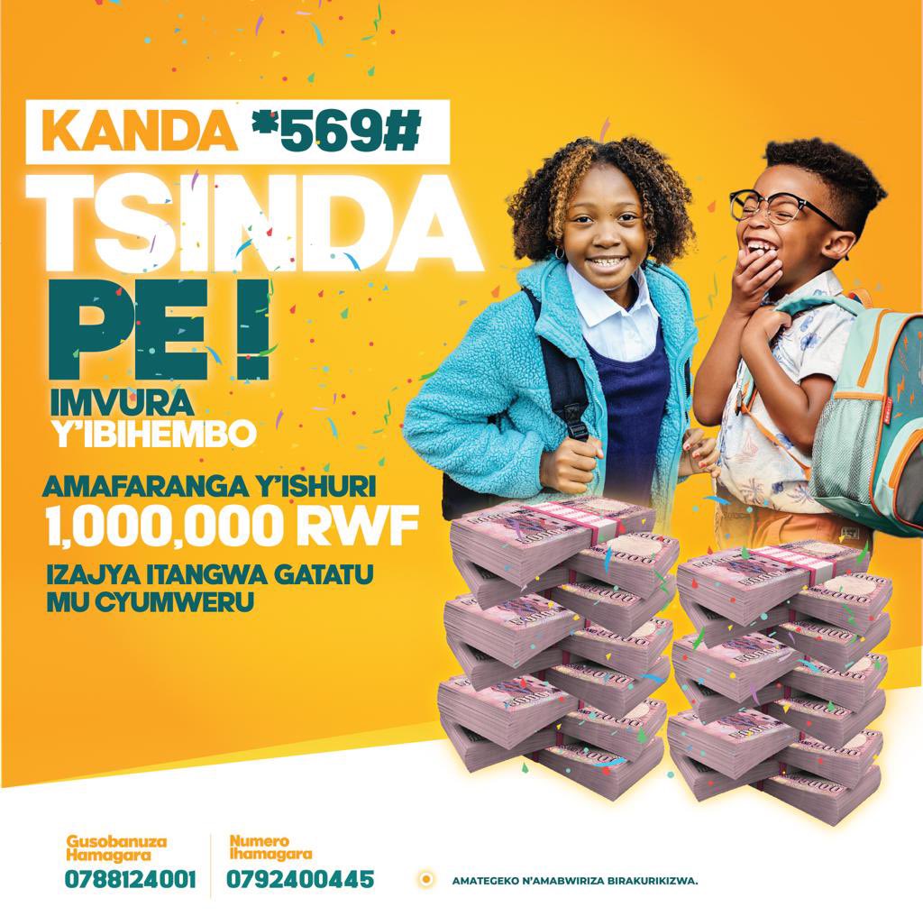 YORA IMPANO ZITANDUKANYE KUBICERI 200frw, 300frw na 500frw hamwe na <a href="/TsindaPe/">Tsinda Pe</a> 

Kanda *569#  Ukurikize amabwiriza Nawe ujye mu banyamahirwe hamwe na #TsindaPe na <a href="/Radiorwanda_RBA/">RADIO RWANDA</a>

Niba urigusoma iyi tweet mfasha  umpe "quote tweet" wandike Hashtag #TsindaPe  uraba ukoze🙏🙏🙏