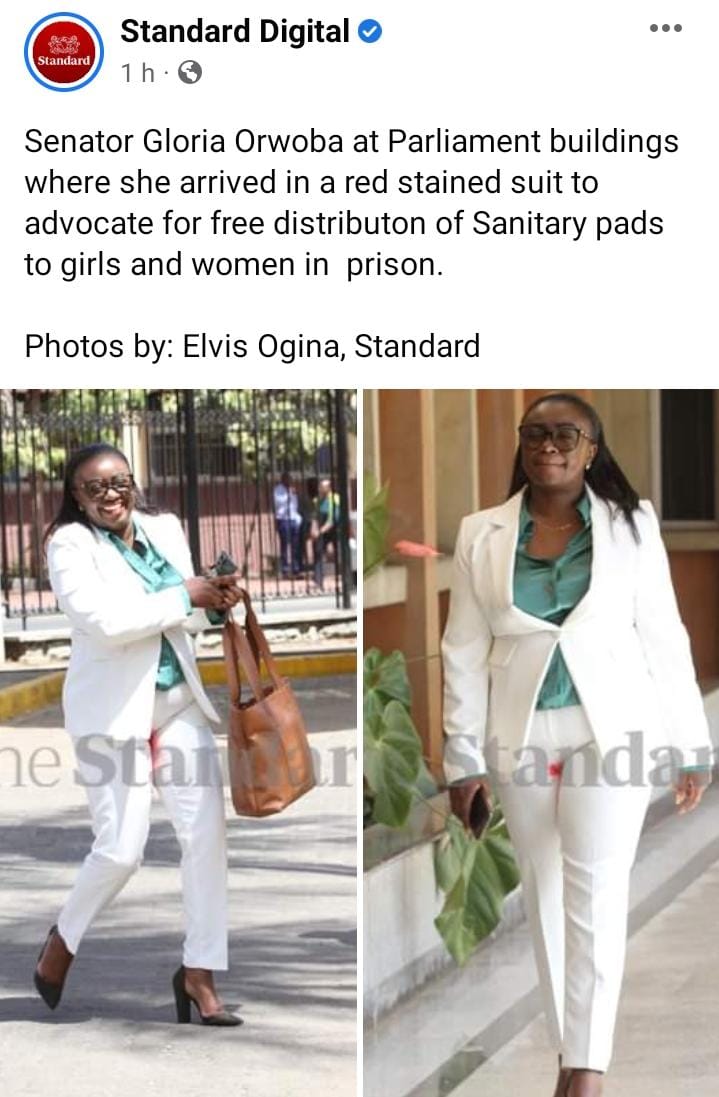 We commend @gloria_orwoba for standing tall to demonstrate what our Students, low-income and homeless women and girls, transgender and nonbinary individuals, and those who are currently imprisoned struggle with period poverty. 
Let's end #PeriodShame #PeriodStigma 
@AnitaAnandMP