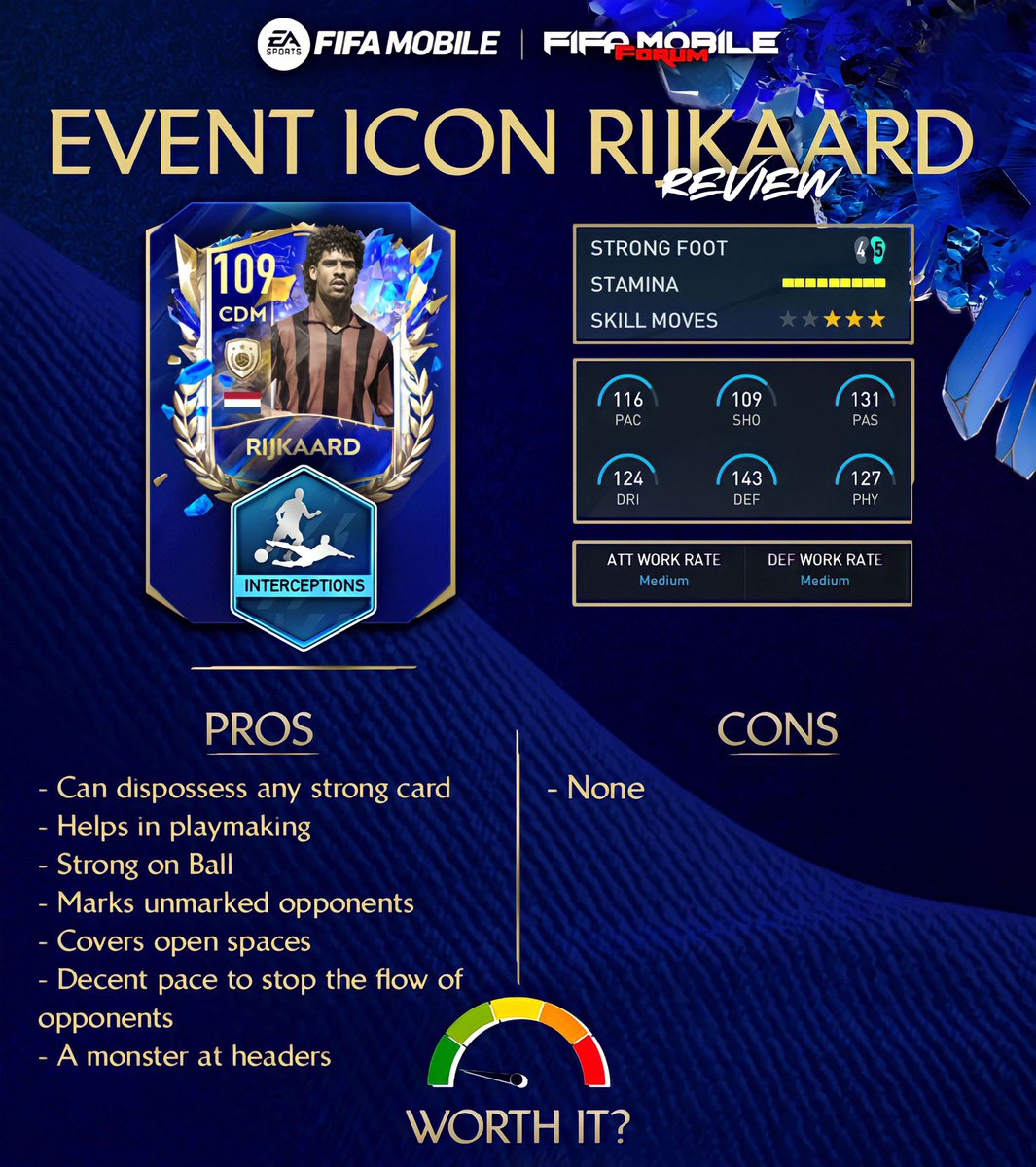 EAFCMobileForum's tweet photo. 109 TOTY Event Icon CDM Rijkaard Review! 🔥

BEST DM in the game?! 👀🤔 https://t.co/F07klagmDC