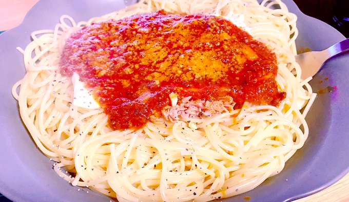今日の夜ご飯ボロネーゼ 
