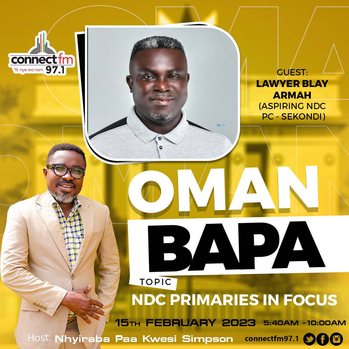 Topic: NDC Primaries in Focus

Guess: Lawyer Blay Armah, Aspiring NDC PC Sekondi

#Omanbapa