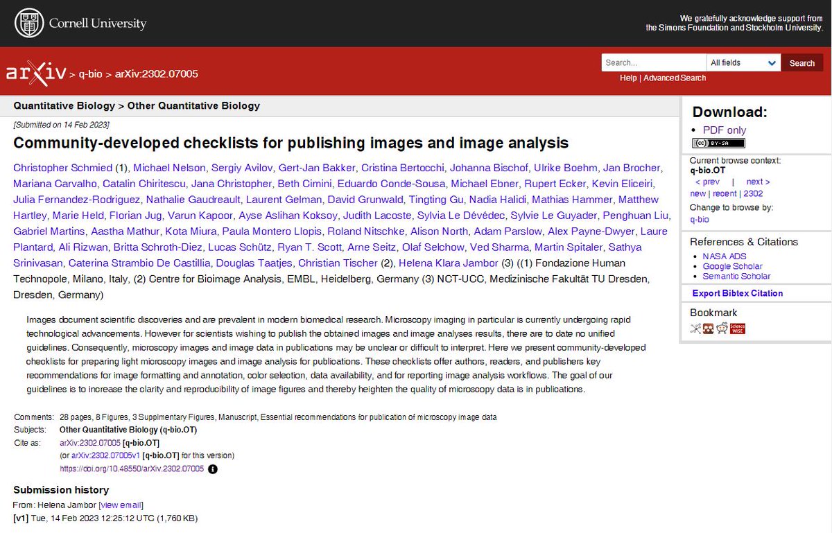 The QUAREP community developed a checklist for publishing images and image analysis. arxiv.org/abs/2302.07005