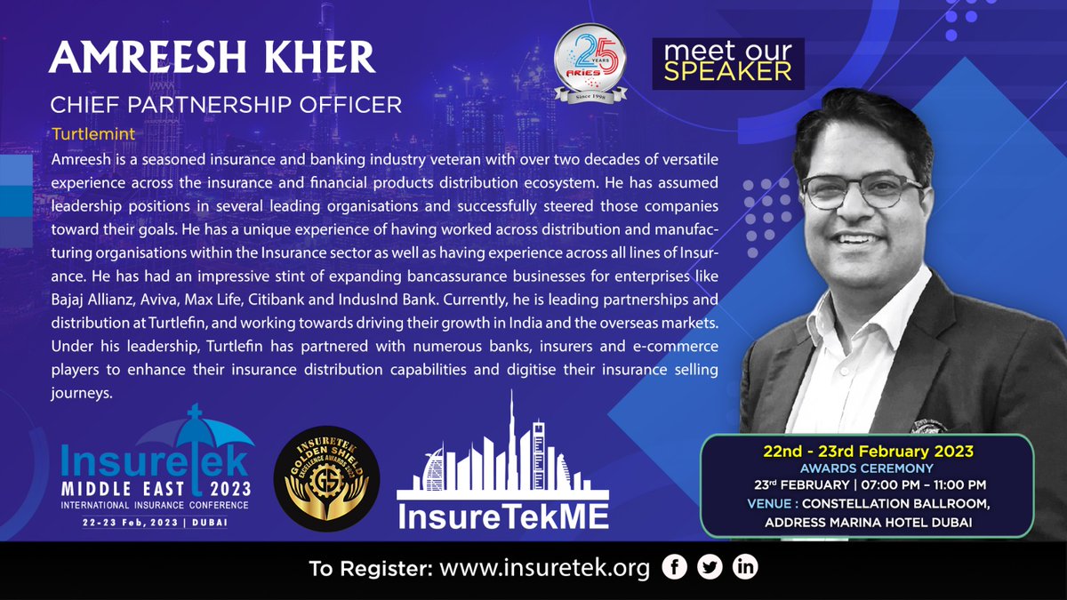 Insuretek_ME's tweet image. Register Now: : lnkd.in/gtjm38-a
@helloturtlemint Chief Partnership Officer Mr. Amreesh Kher, will be speaking at the #𝗜𝗻𝘀𝘂𝗿𝗲𝗧𝗲𝗸 𝐃𝐮𝐛𝐚𝐢.
#turtlemint #turtlefin #nationalhealthinsurance #insurers #digitalsales #cybersecurity #ai #risk #insurance #reinsurance