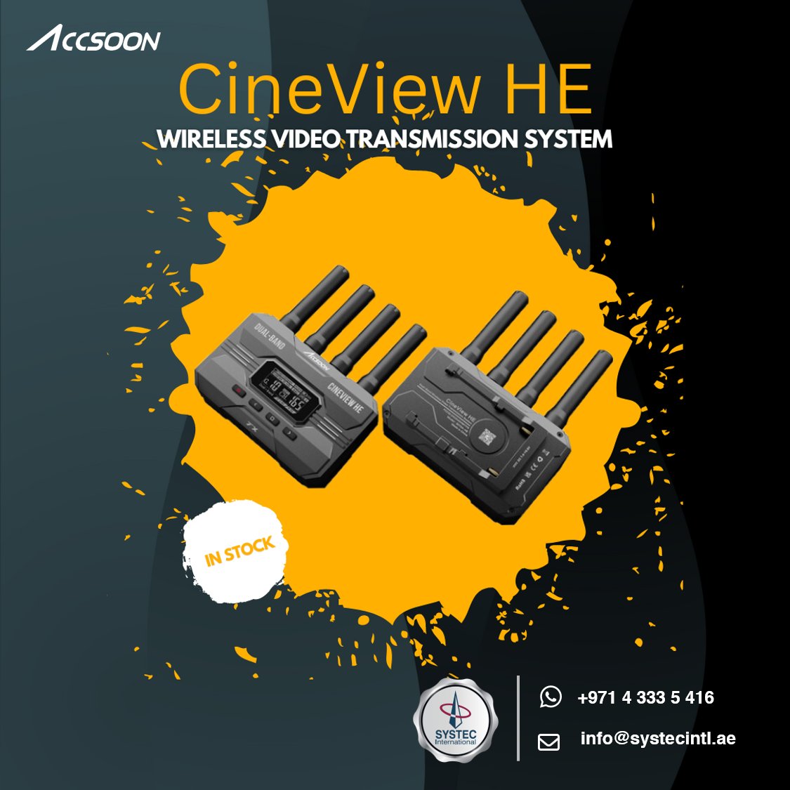 Accsoon CineView HE is an HDMI Dual-Band wireless camera transmitter and receiver kit featuring a new USB-C port on receiver for live streaming directly (UVC). 
#cineviewhe  #accsoon #accsoonhe #accsooncineview #systecinternational #accsoontech #cineviewse #wirelessvideo