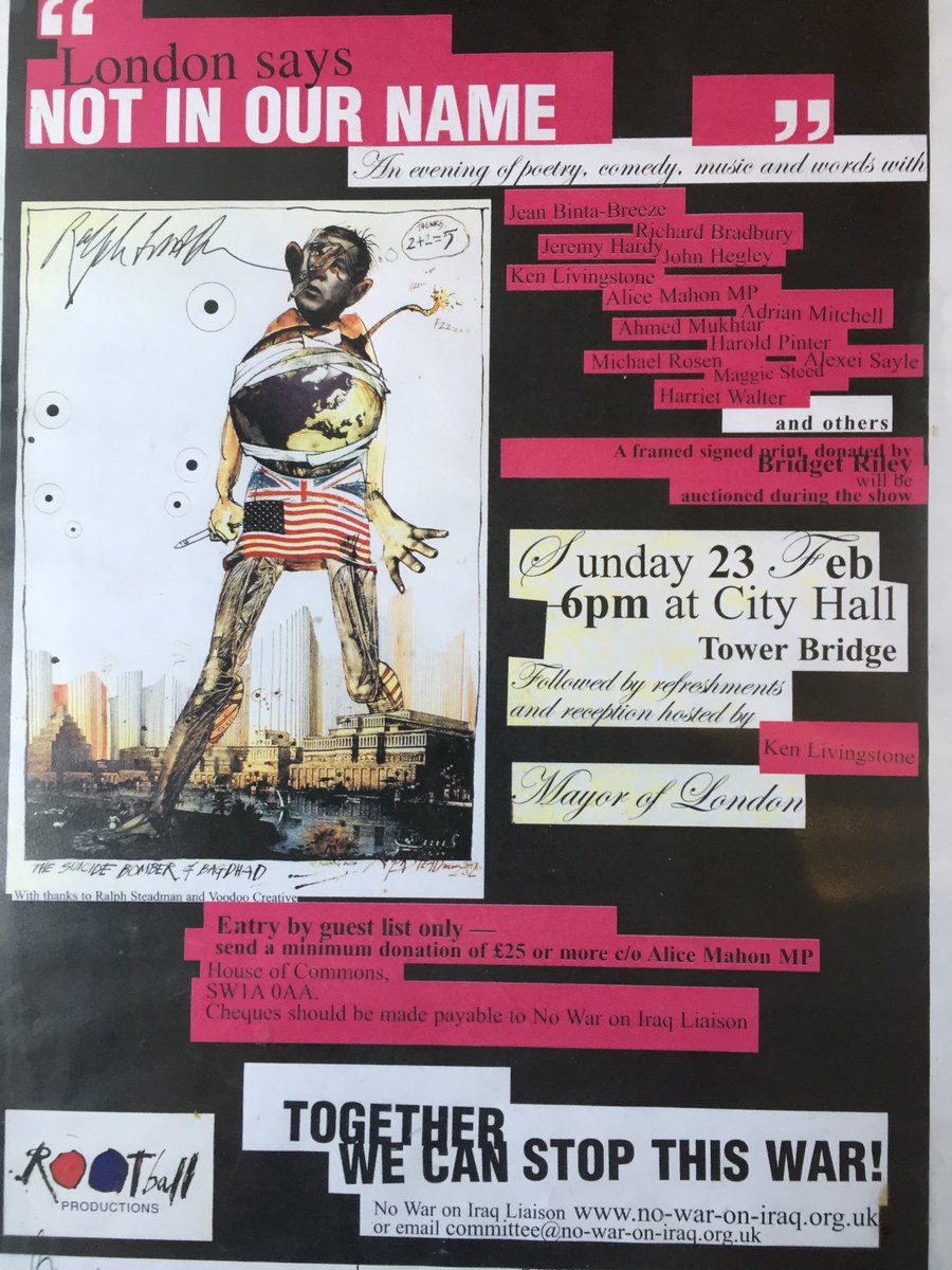 JanWoolf's tweet image. 20 years ago today saw the biggest demonstration in British history against the attack on Iraq. Then London said Not In Our Name at City Hall. Still, they did it.
