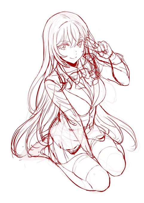 食蜂さんラフ。迷いに迷ってラフ色々描いてる。 