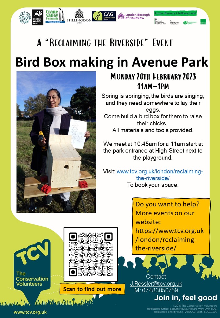 We have 4 spaces still available! 🪶🐦🪺
Book your place today! 
eventbrite.co.uk/e/bird-box-mak…
<a href="/TCVtweets/">The Conservation Volunteers (TCV)</a>  <a href="/LBofHounslow/">Hounslow Council</a> <a href="/CranfordAction/">Umme</a> <a href="/CranfordPark/">CranfordParkFriends</a> <a href="/LetOutside/">Let's Go Outside & Learn</a> <a href="/EHVolCentre/">Hounslow Volunteer Centre</a> <a href="/habsandheritage/">Habitats & Heritage</a> <a href="/HeritageFundL_S/">The National Lottery Heritage Fund London & South</a> <a href="/HeritageFundUK/">The National Lottery Heritage Fund</a> <a href="/HounslowCommun3/">Hounslow Community Connecting</a> @OneYouHounslow <a href="/hounslowrotary/">Hounslow Rotary Club</a> <a href="/Hillingdon/">Hillingdon Council</a>